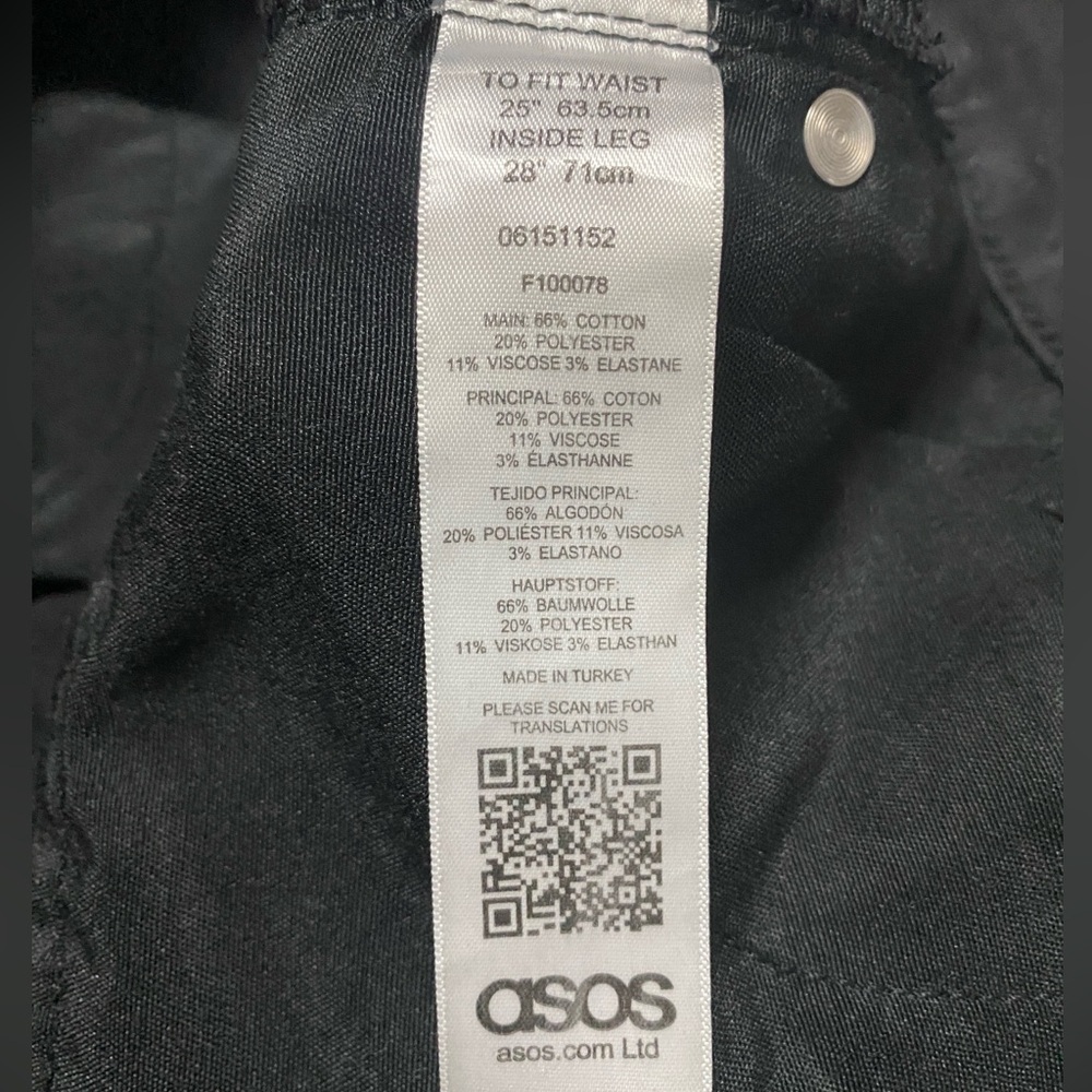 ASOS Women’s Mid-Rise Slim Straight Pant in Black Size 24/25 - Picture 2 of 6